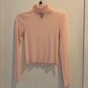 Long sleeve pink see-through shirt